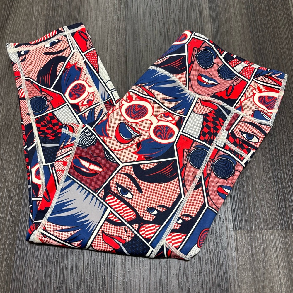 Constantly Varied Gear CVG Legging Women’s XL Red Pop Comic Gym Workout Pockets